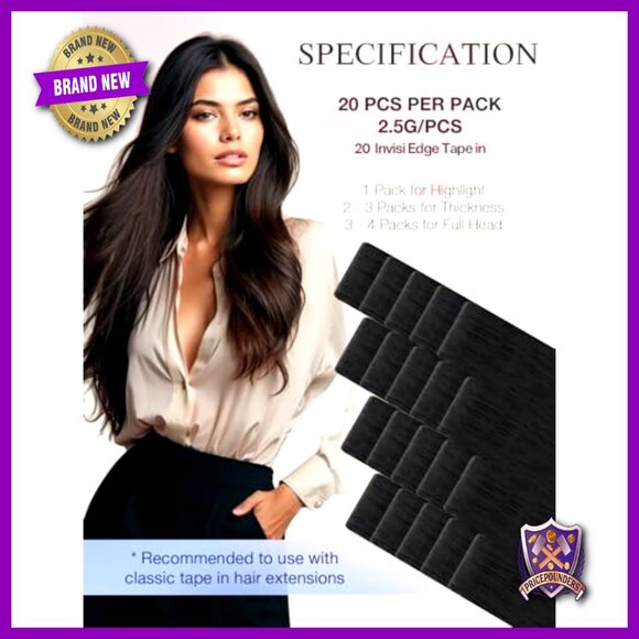 Virgin Human Hair Tape-In Extensions, 18 Inch, 50g, Invisible Edge main image 6